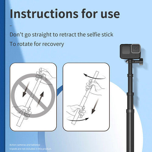 Selfie Stick Telesin Monopod Invisible Fibra Carbono 270cm