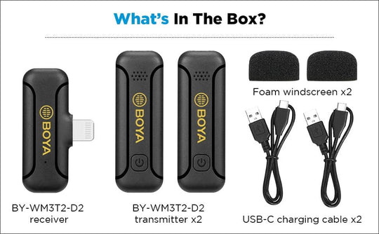 Micrófono Inalámbrico Doble Transmisor Boya Plug Play Para iPhone iPad