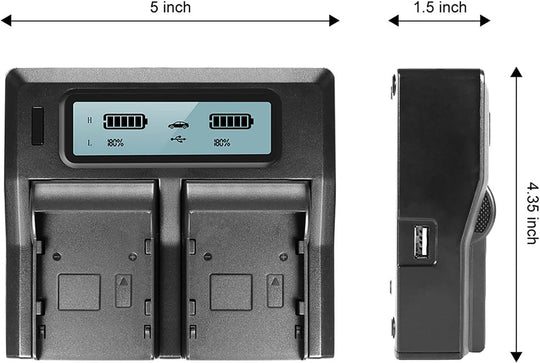 Cargador Dual Carga Rapida Para Bateria NP-FZ100 Cámaras Sony a9 II- Alpha a7R III- Alpha a7R IV- Alpha a7 III- Alpha A7IV- Alpha a7S III- Alpha a6600