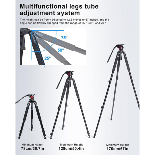 Tripode Para Video Profesional Cabezal Fluido 170cm Miliboo MTT-701A