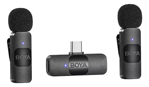 Micrófono Inalámbrico Doble Transmisor Para USB C Boya BY-V20 Plug Play