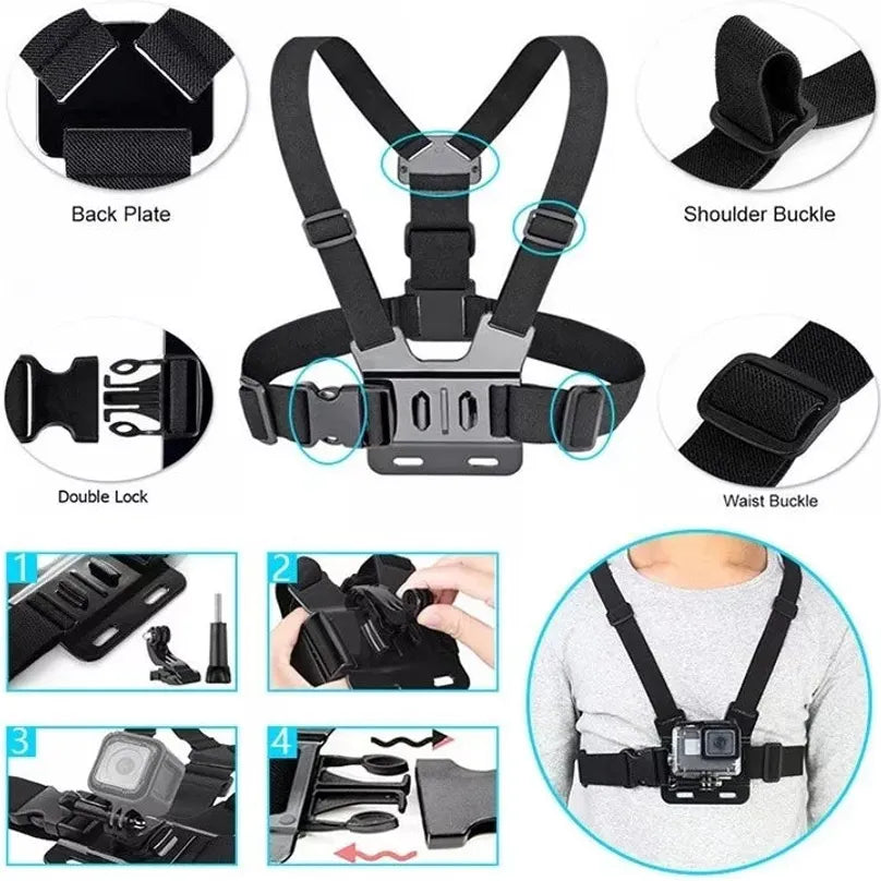 Kit De Accesorios 50 En 1 Para Cámaras Deportivas GoPro