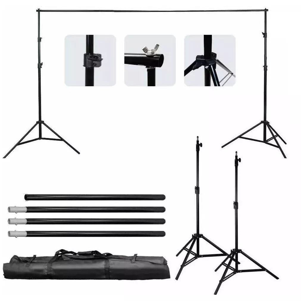 Kit Portafondos Fotografía 3x3mts+ Estuche+ 3 Telones 3x6m