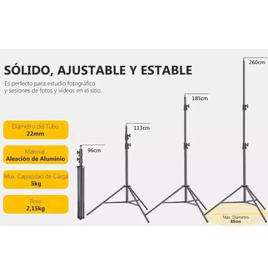 Trípode Stand Profesional Grueso 260cm Soporte Luces Estudio